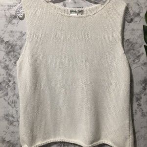 Coldwater Creek Womens Size Large Sleeveless Sweater 100% Cotton Ivory